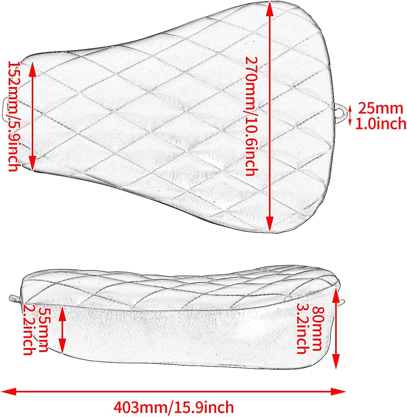 Front Rider Solo Seat Cushion Diamond Stitched Fit for Harley Sportster XL 48 72 2004-2015