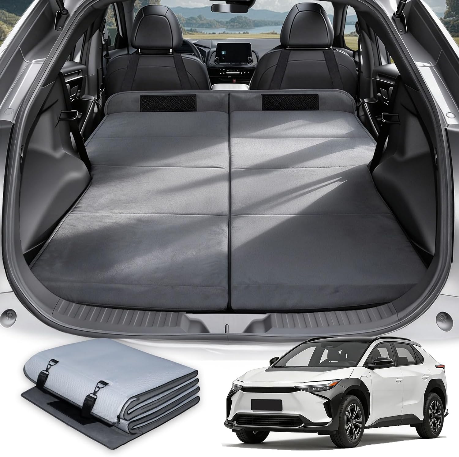 Car Bed for Toyota bZ4X, Foldable Non-Inflatable Soft Foam Camping Mattress, Thickened Portable Trunk Sleeping Pad, Air Mattress Upgrade for Camping & Travel Essentials, Outdoor Sleeping Bed