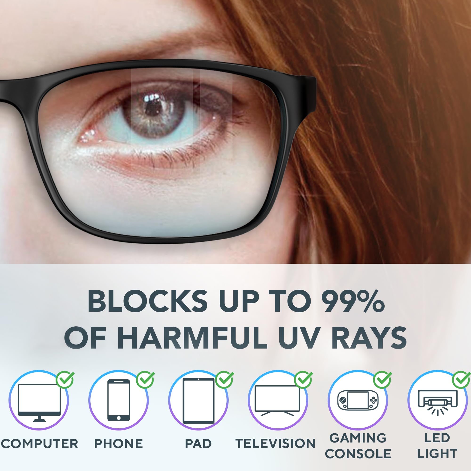 Lunettes élégantes bloquant la lumière bleue pour homme ou femme – Soulage la fatigue oculaire numérique et informatique, les yeux secs, les maux de tête et la vision floue – Bloque instantanément les
