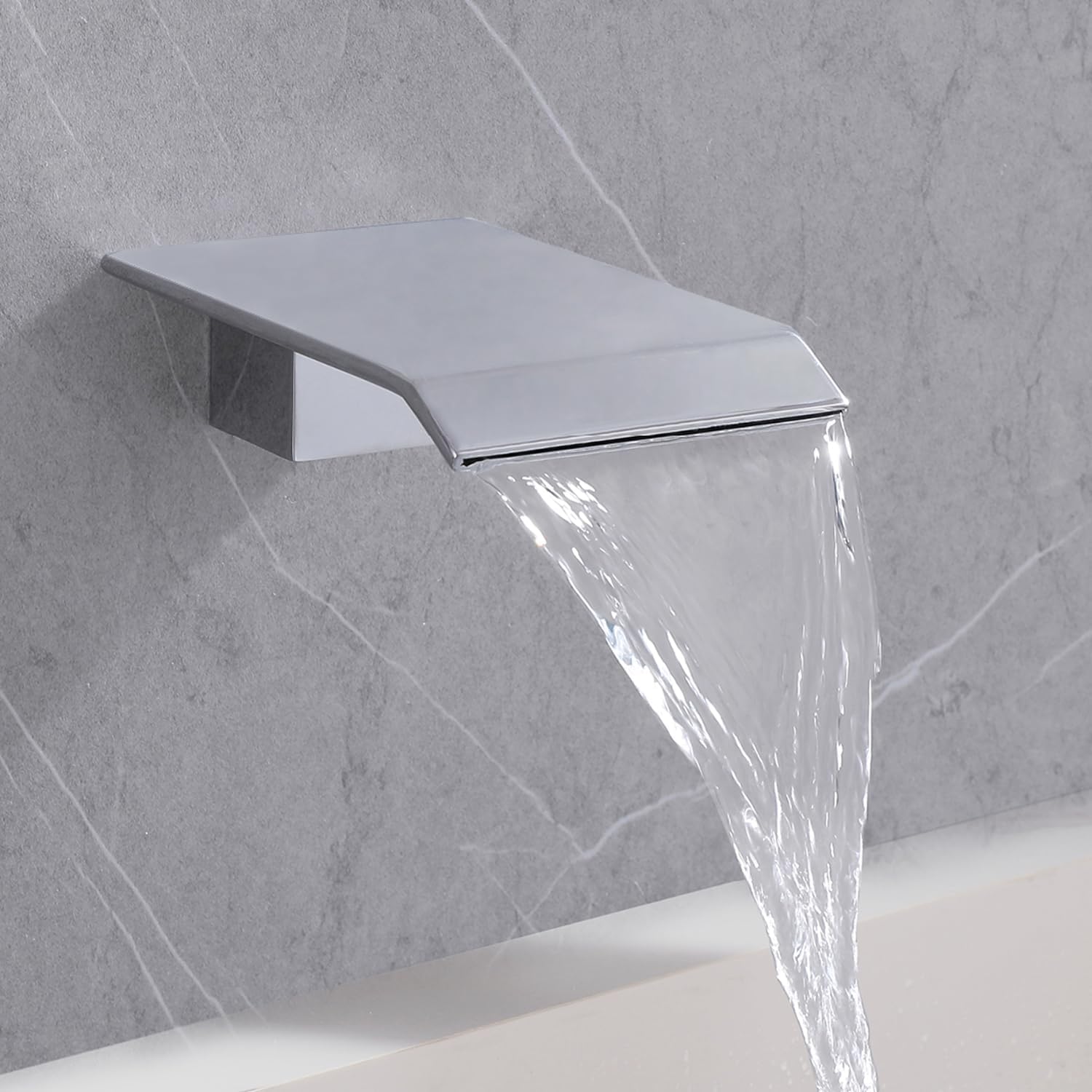 Wall Mount Bathroom Bathtub Faucets Spout High Flow Waterfall Tub Filler Faucet Sprayer Vessel Sink Faucet Sprayer Bathtub Spout, Chrome