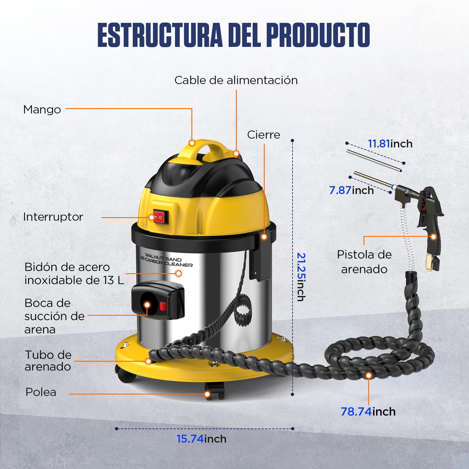 HTS558 Walnut Blaster, Arenadora de Chorro de Arena de Nuez 220V, Limpiador de Válvulas de Admisión del Coche, Sand Blaster Limpieza Depósitos de Carbono de Motor,con 2kg Abrasivo
