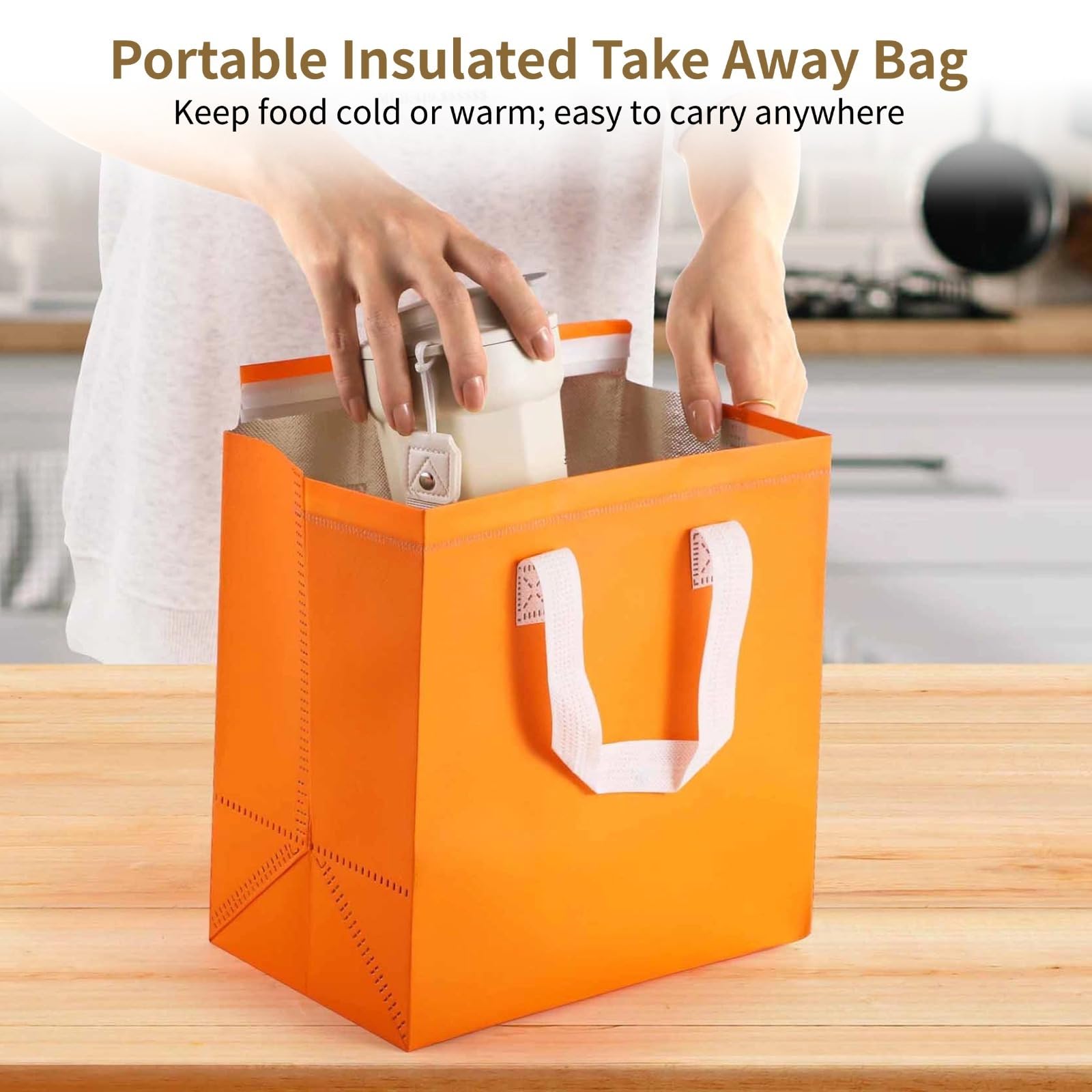 Lot de 50 sacs alimentaires isothermes autocollants multicolores pour livraison chaude et froide, 24 x 24 x 14 cm