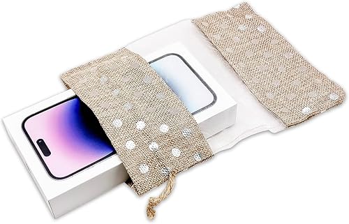 Miniatura 5 de The Display Guys - Paquete de 12 bolsas de regalo grandes de arpillera de lino y organza con cordones (6.5 x 8.5 pulgadas, beige y plateado)  Bolsa