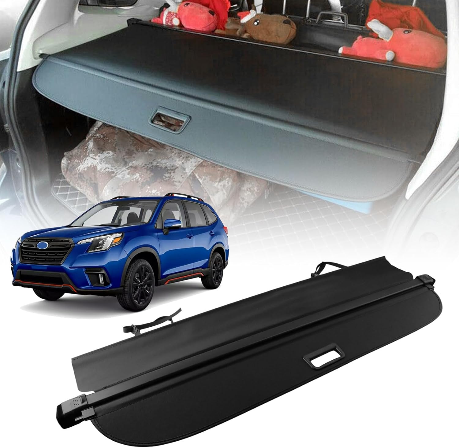Cargo Cover for Subaru Forester Trunk Cover-Tesmirror Retractable Cargo Cover Compatible with 2024 2023 2022 2021 2020 2019 Subaru Forester Trunk Cover Tonneau Cover for Subaru Forester Accessories