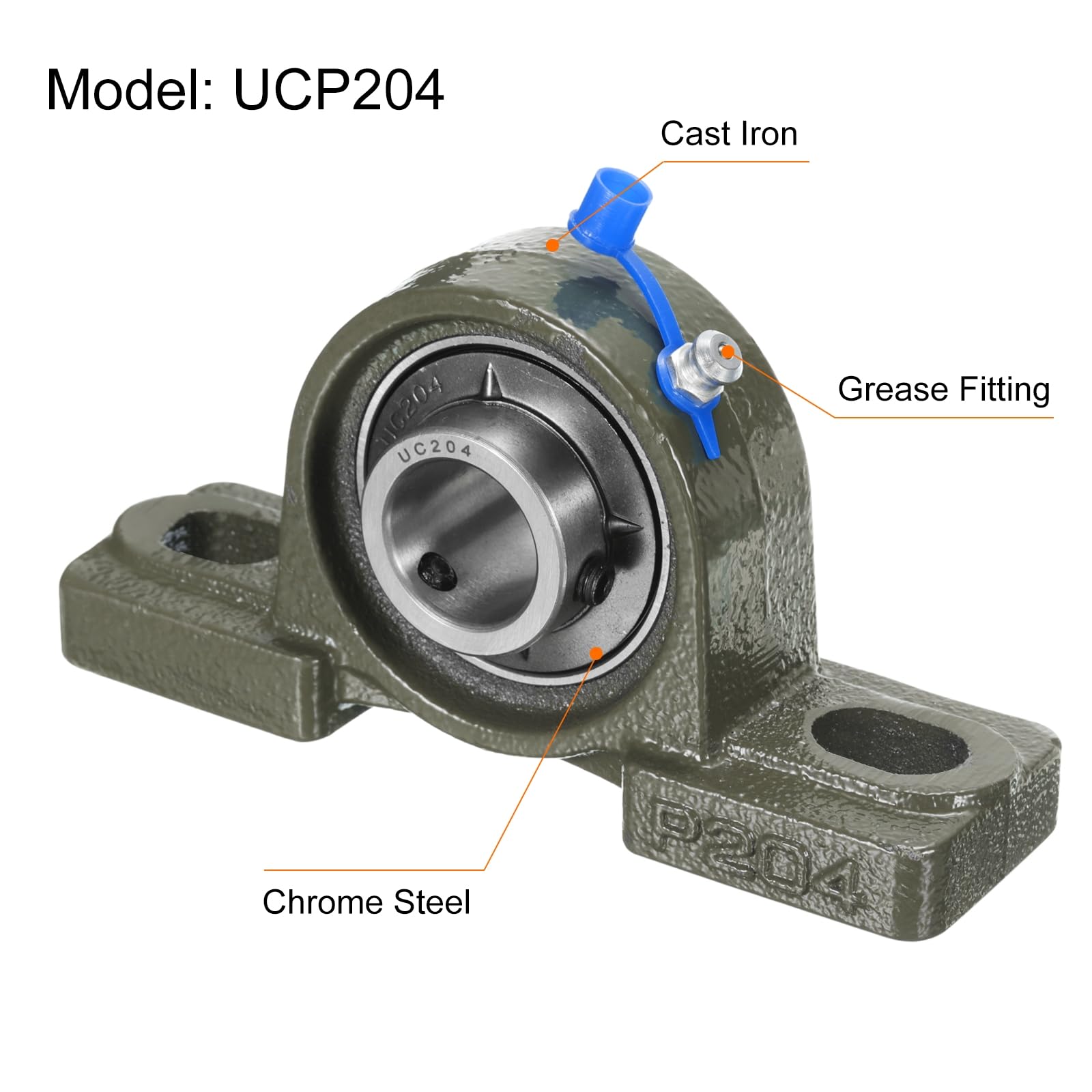 QUARKZMAN 2 Pz Cuscinetti a Cuscino UCP204 20mm Foro Auto-Allineanti, Base in Ghisa Massiccia Montata Cuscinetti in Acciaio al Cromo
