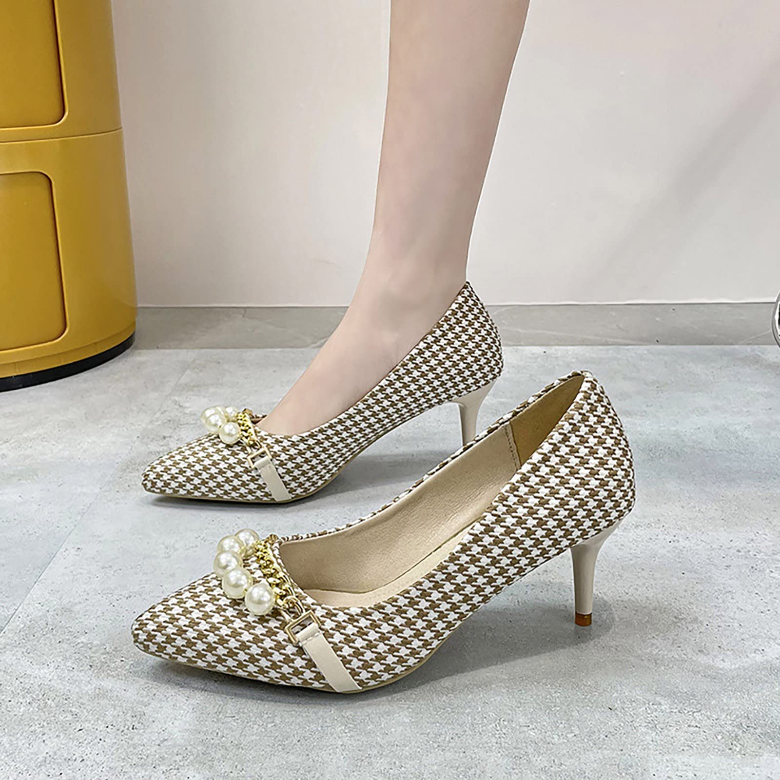 Scarpe con tacco alto da donna con tacco a spillo, comode scarpe alte | Eleganti scarpe da lavoro con punta a punta, tacco alto, scarpe da sposa per ufficio e feste