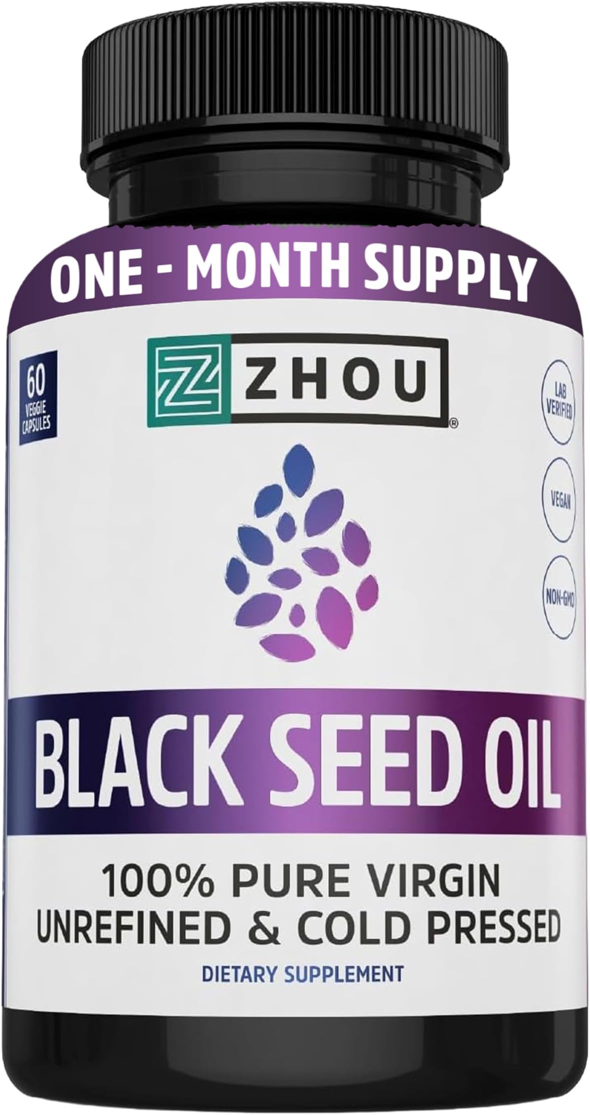 Black Seed Oil Capsules - Nigella Sativa - 60 Capsules (Pack of 1) | Black Cumin Seed Oil Cold Pressed, Pure Unrefined Blackseed, Premium Supplement for Health, Hair & Skin w/ Thymoquinone