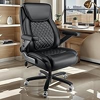 Vista 2 de 650LBS Big and Tall Office Chair with 5D Flip Arms and Thick Pocket Spring Cushion, Extra Wide Heavy Duty Office Chair & Adjustable Lumbar Support