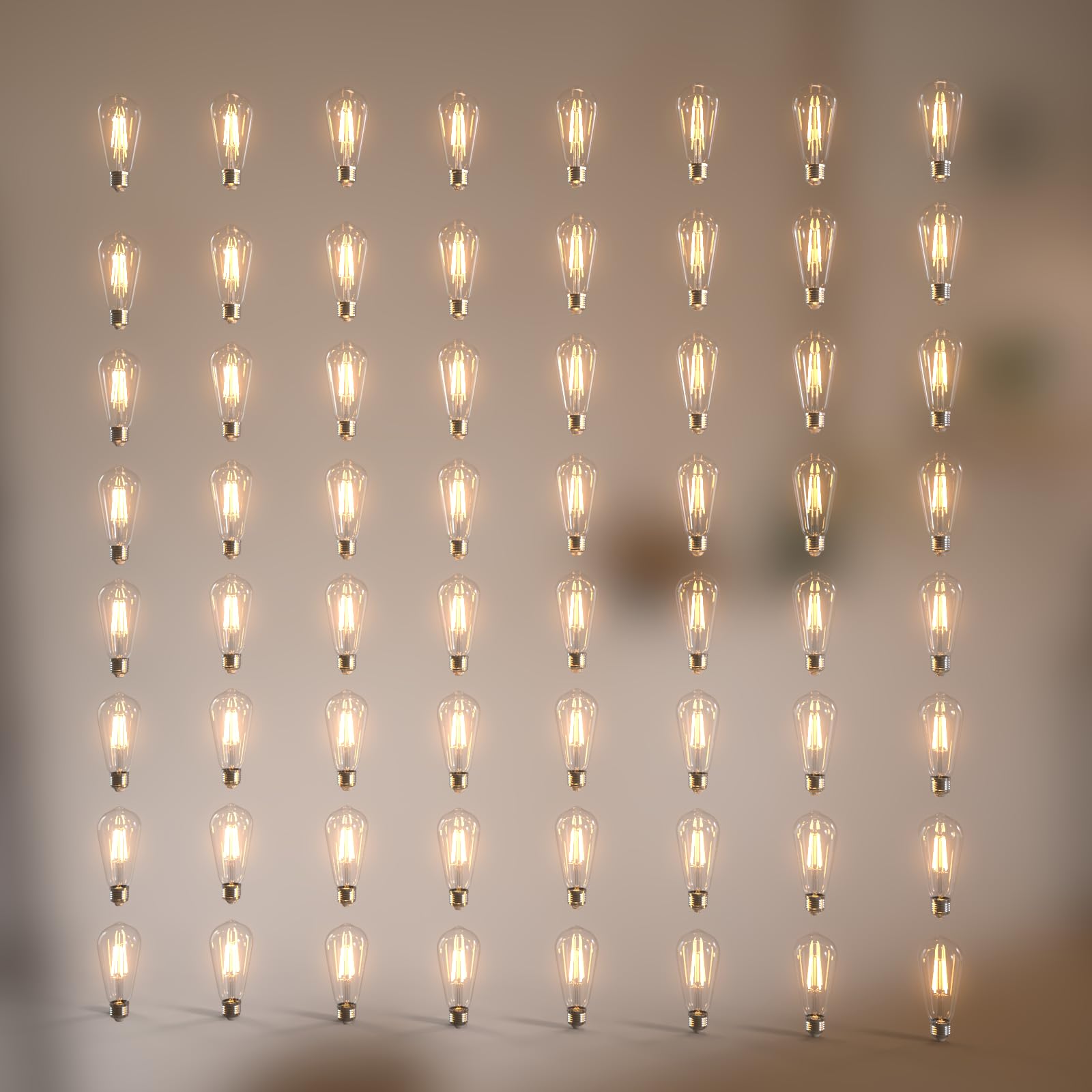 Jensense Edison Bulbs E26 LED Bulb 60 Watt Equivalent, Vintage LED Light Bulbs CRI90+ ST19, Dimmable Clear Light Bulbs (2700K Warm White, 7watt-64 Pack)