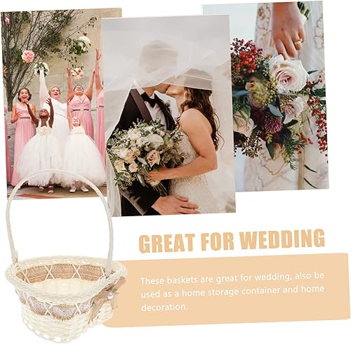 Miniatura 6 de jojofuny Cesta de boda para niña, pétalos, galletas, bolsas pequeñas para recuerdos, cesta de yute de encaje, cesta de yute para niña, cestas para