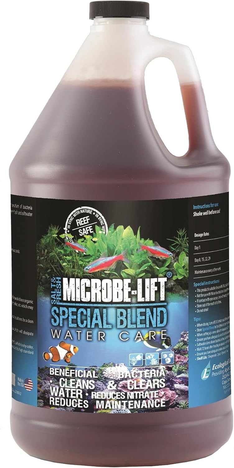 MICROBE-LIFT Special Blend Aquarium Treatment, Fish Tank Water Conditioner for Freshwater and Saltwater Tanks, Helps with Aquarium Algae Control and Odor, 1 Gallon (SBHG1)