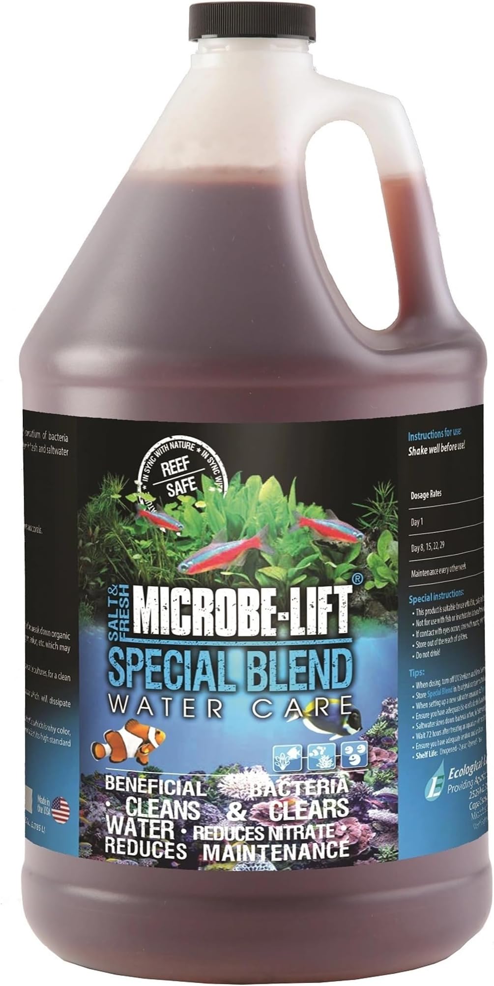 Special Blend Aquarium Treatment, Fish Tank Water Conditioner for Freshwater and Saltwater Tanks, Helps with Aquarium Algae Control and Odor, 1 Gallon (SBHG1)