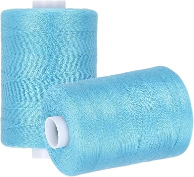 sourcing map 2 Spool Sewing Thread, Blue #252 1000 Yards/Spool