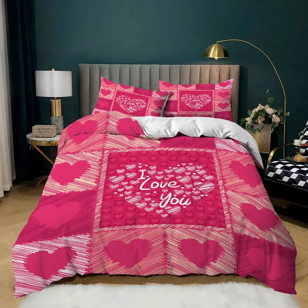 Housse de couette rose motif cœur, le cadeau idéal pour la Saint-Valentin