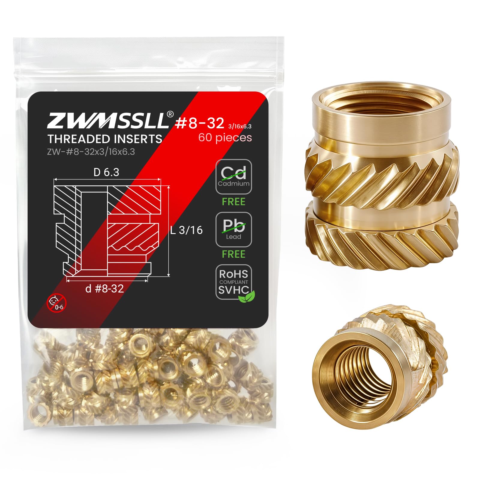 Brass Threaded Inserts - 3D Printing & Plastic Parts -16