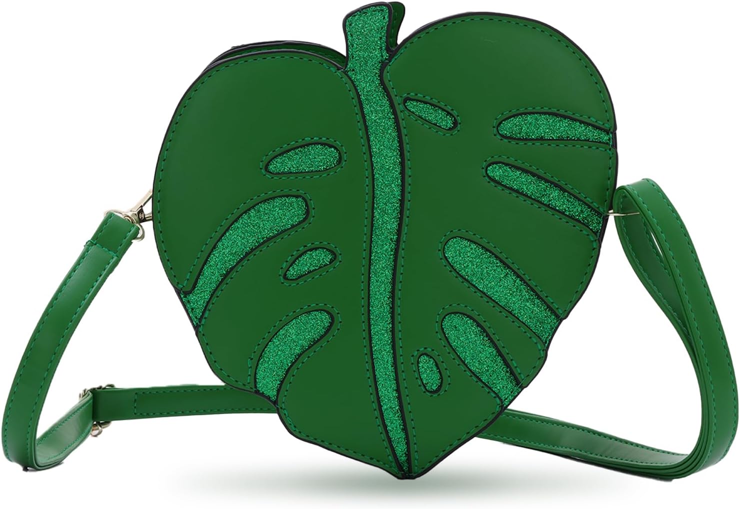 Oweisong Novelty Fun Purse for Women Leaf Shaped Handbag Cute Cartoon Sparking Shinny Shoulder Crossbody Bag