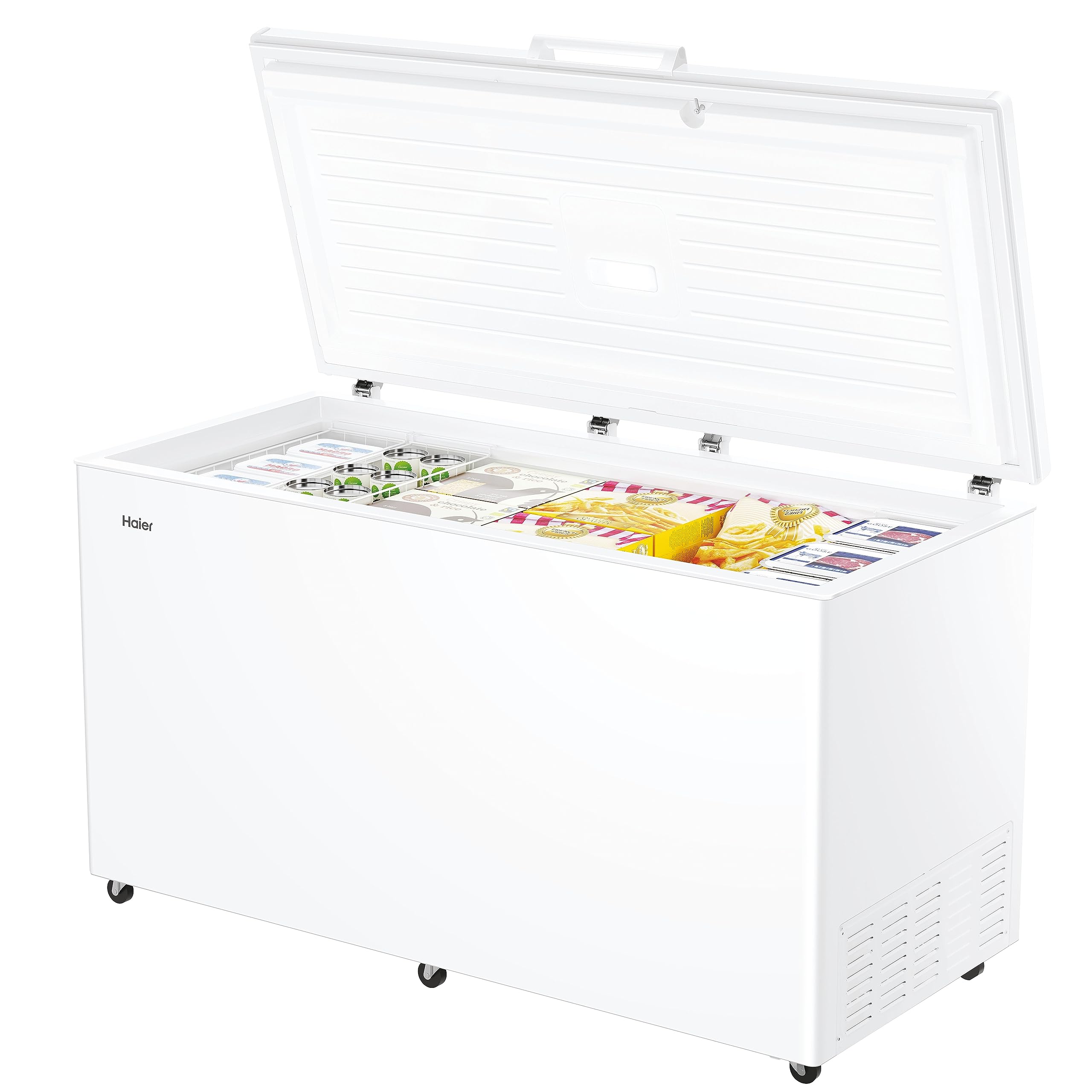 Haier Serie 7 Congelatore a Pozzetto, 508 Litri, Funzione Fast Freeze, Trattamento Antibatterico, Temperatura Regolabile, Luce LED, Classe E, 154,5 x 75 x 89 cm, Bianco - HCE520E