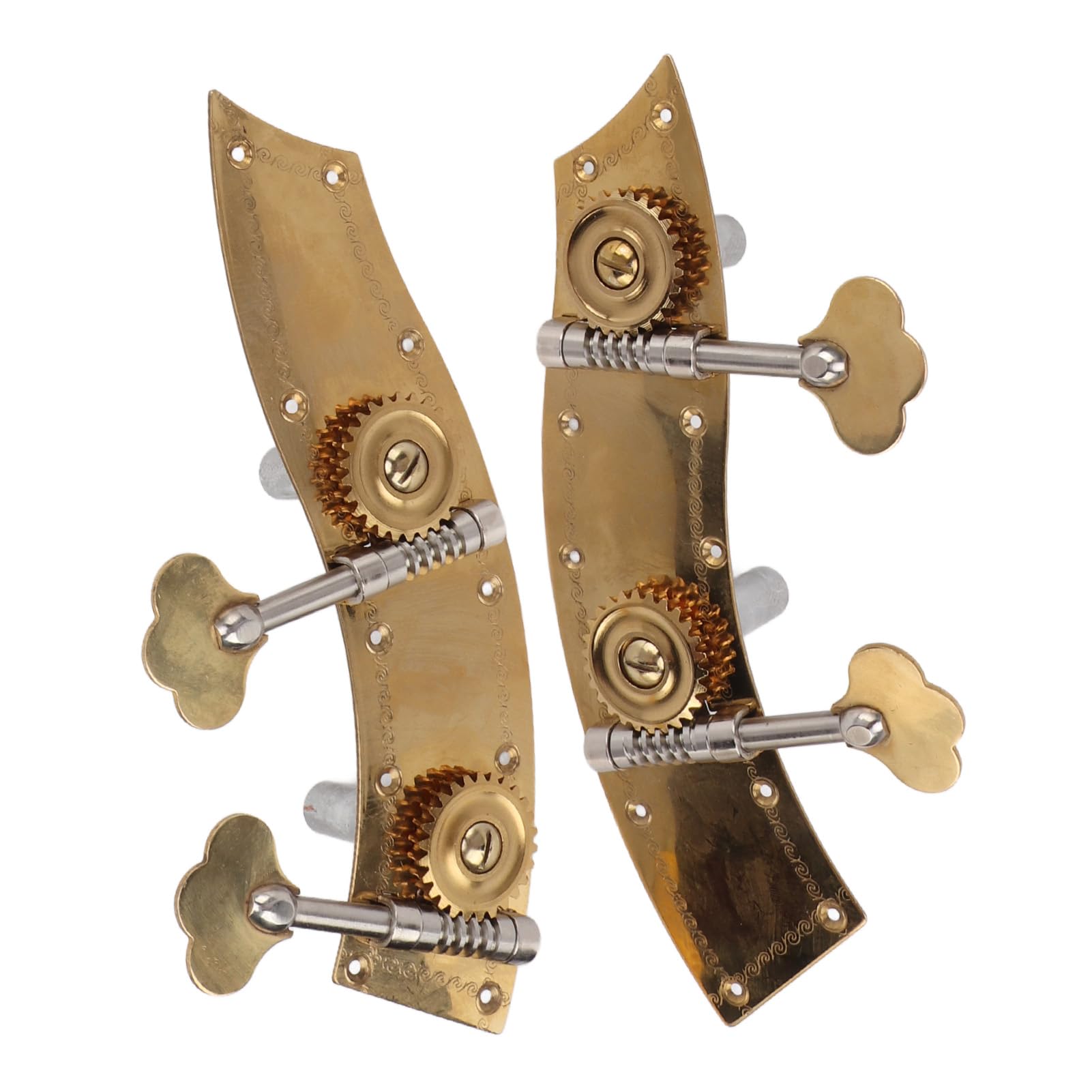 Akozon 2PCS Gold Bass Tuning Pegs Podwójne Metalowe Głowice z Otwartym Pokrętłem Wymiany Gitar na Gitary Basowe