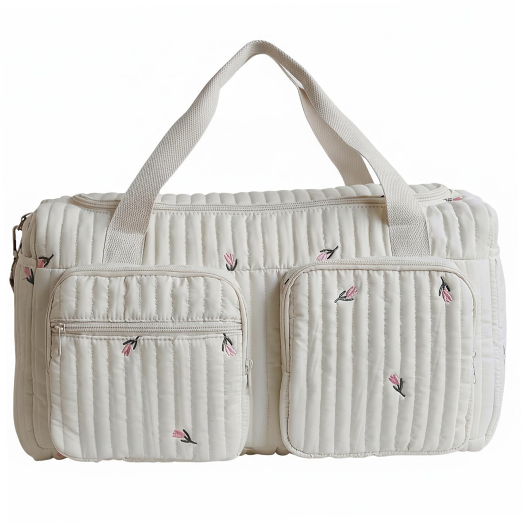Mommy Baby Duffle Bag - Large Capacity Quilted Diaper Bag for Women with Multiple Pockets for Hospital and Weekender Travel Style 1