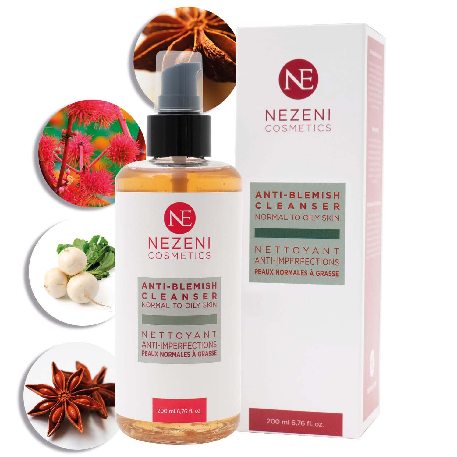 Nezeni Limpiador Facial Acné con Ac. Shikimic – 200 ml - BAJO CONSERVANTES 2 años caducidad cerrado