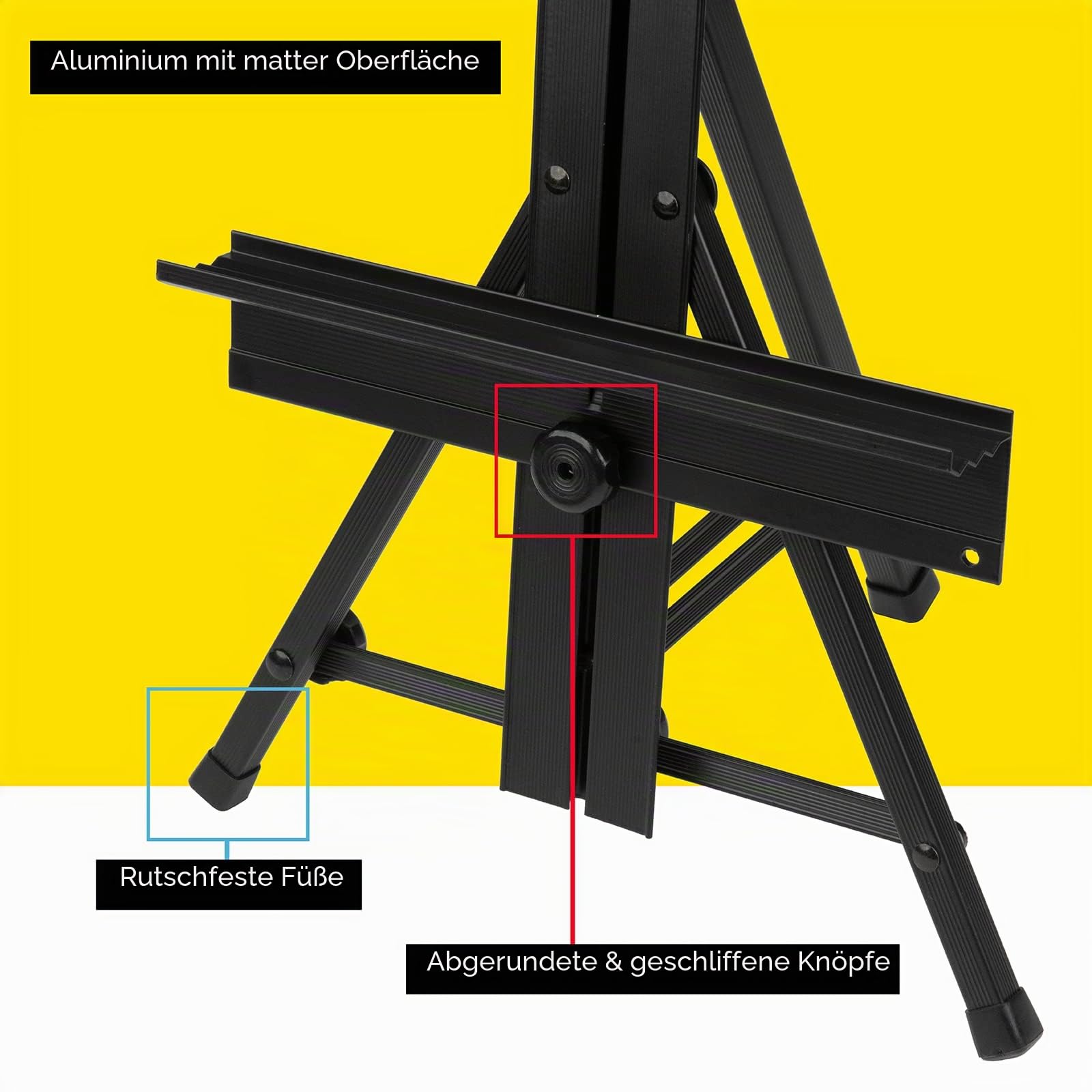 MEEDEN Tischstaffelei aus Aluminium, Verstellbare Ausstellungsständer Hochzeit, Kunststaffelei für Gemälde, Fotos und Schilder, Hält Leinwand oder Tafeln bis zu 60cm