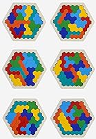 Vista 5 de Rompecabezas de bloques de madera, juguete grande hexagonal de madera para niños y adultos, rompecabezas de rompecabezas de geometría, lógica