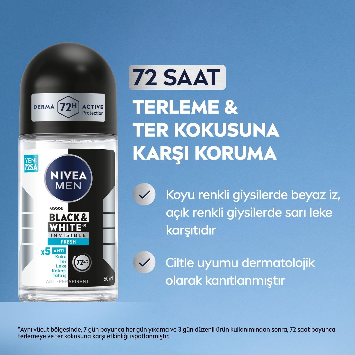 NIVEA Men Erkek Roll On Deodorant Black&White Invisible Fresh 50 ml X2 + NIVEA Kadın Roll On Deodorant Black&White Invisible İpeksi Pürüzsüzlük 50ml