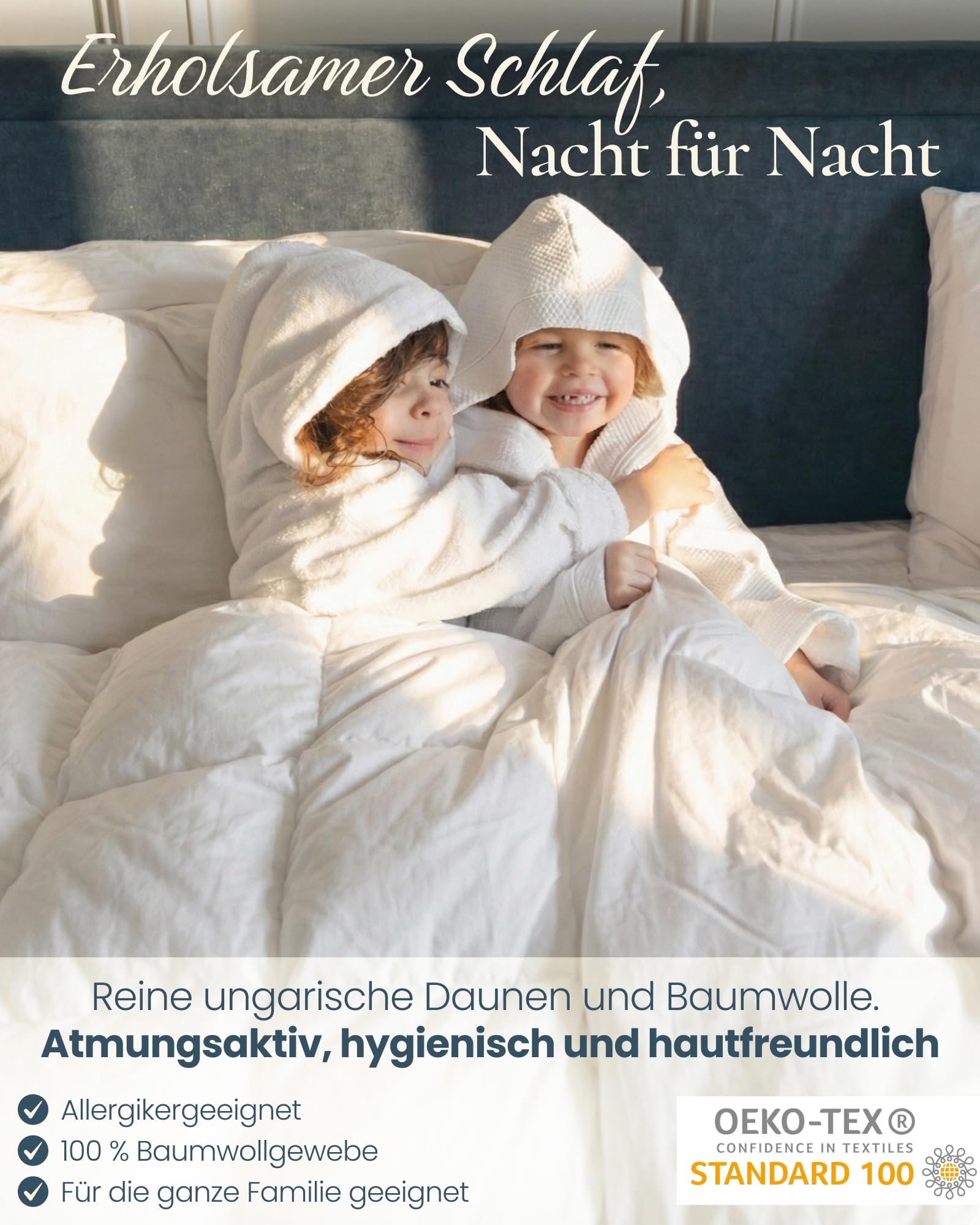 Aura® Luxus Daunendecke 135x200 cm extra warm | Premium 90% weiße Daunen ungarische Klasse I | Oeko-TEX® Standard 100 | Allergikergeeignet Winter Bettdecke