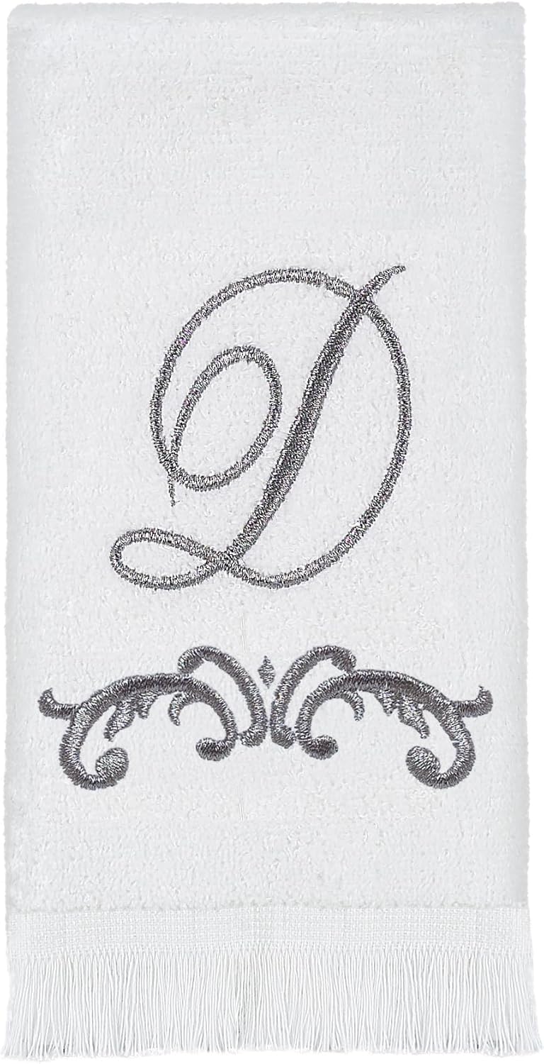 Avanti Linens - Fingertip Towel, Soft & Absorbent Cotton Towel, Scroll Design, Cursive Style Decor (Monogram Collection, Initial B)