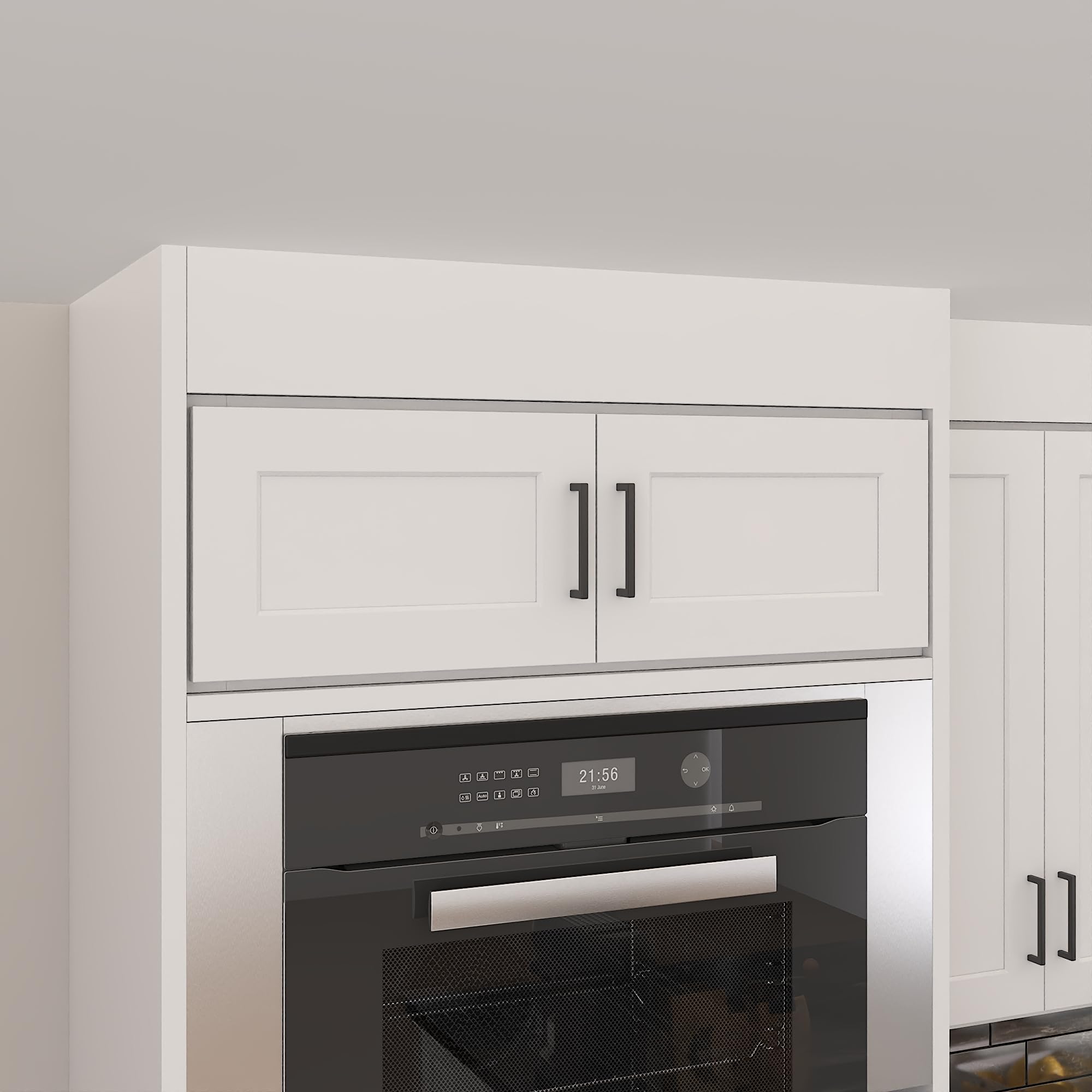 Furinno Shaker Wall Refrigerator Top Kitchen Cabinet, 2-Doors, White