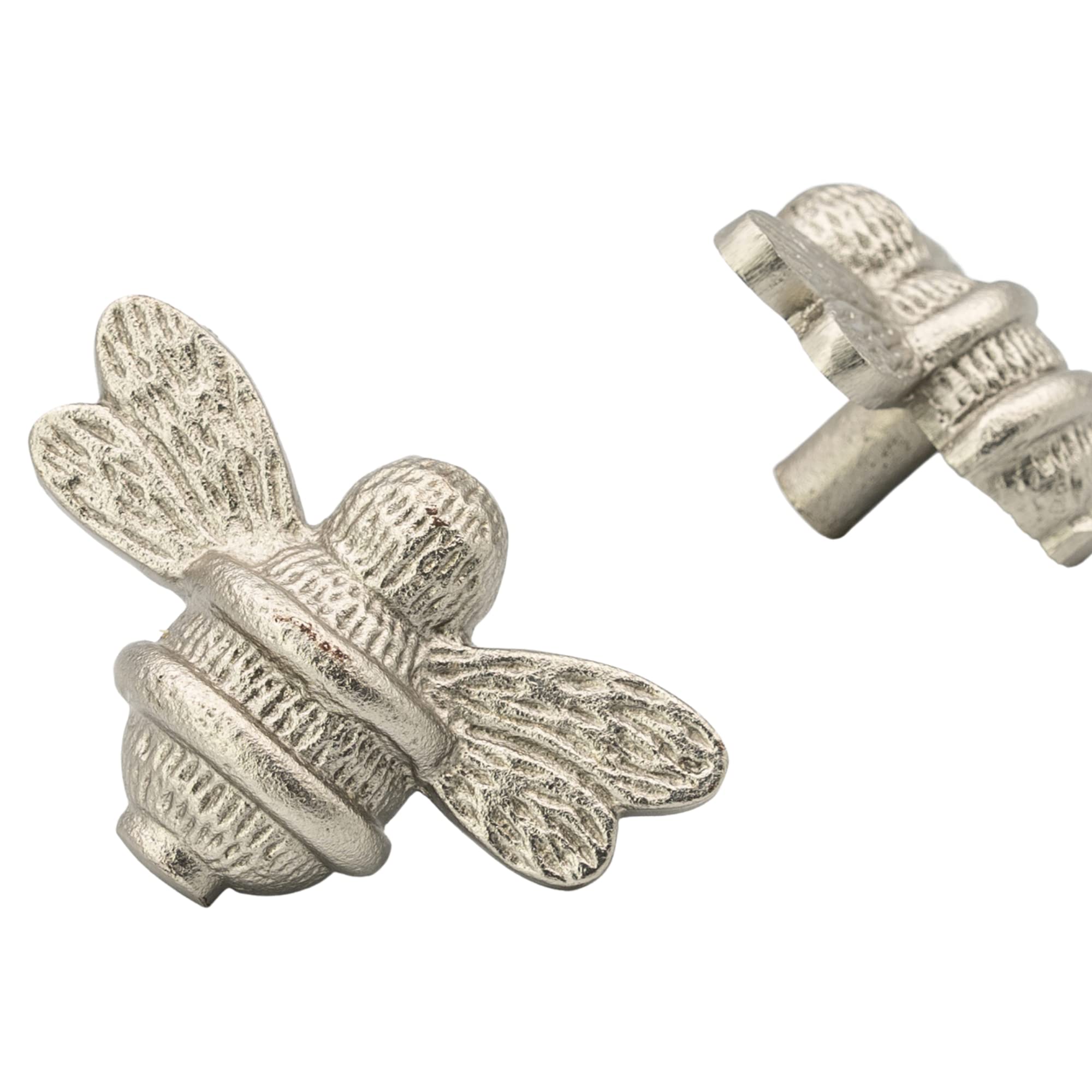 Brass bee 2 x Solid Drawer Knob Handles | Drawer Handle | Bee Cabinet knob | Cupboards, Doors, Cabinets & Drawers for Kitchen, Wardrobe, Chest, Drawer Pull (Satin)