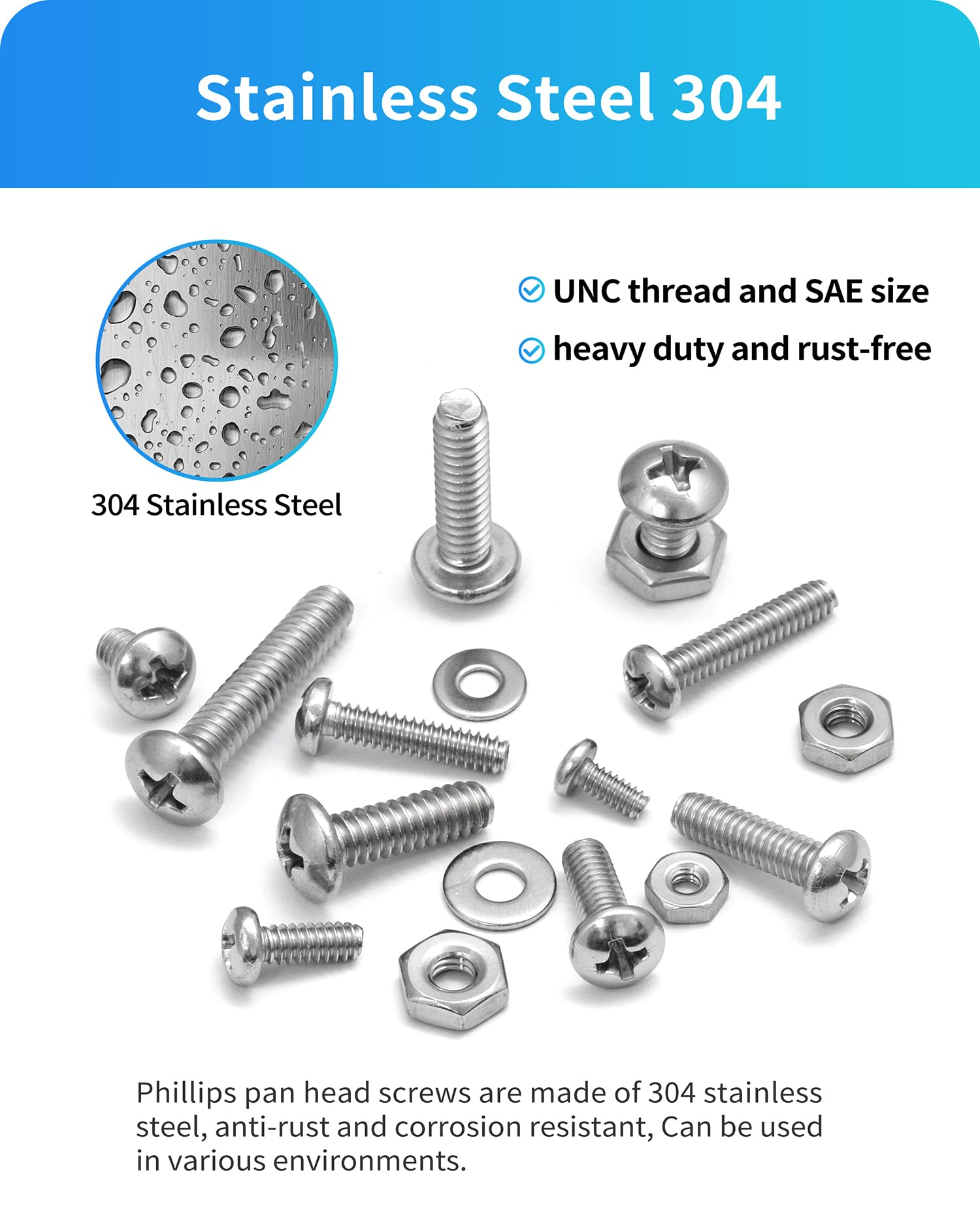 Stainless Steel Nuts & Bolts Assortment Kit - 750 Pcs -3