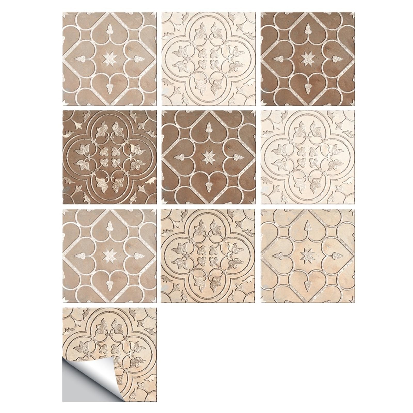 Autocollants muraux pour carrelage de cuisine et salle de bain étanches en lot de 10