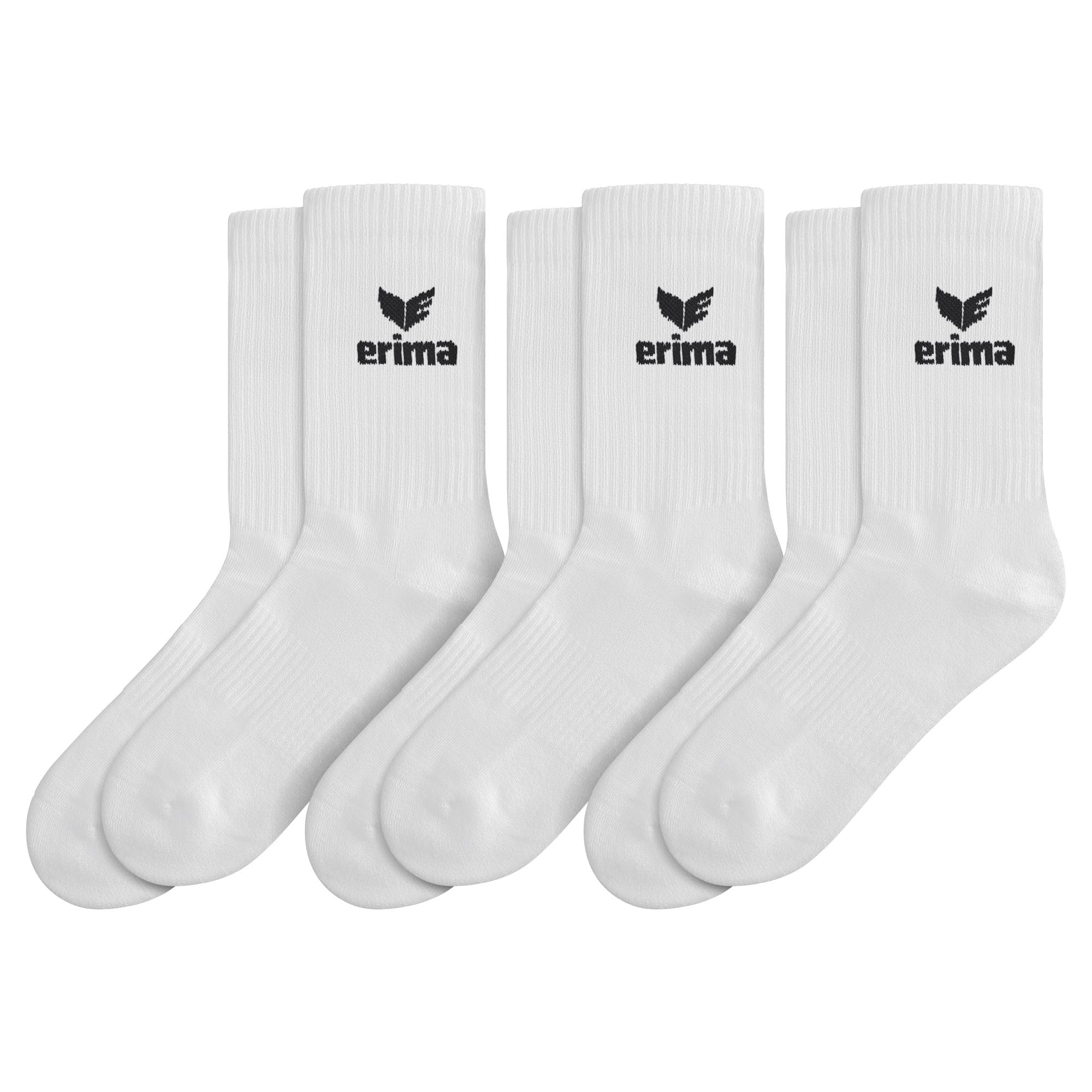 Erima Unisex Sport Socks 3 Pack (2182505), New White, 43-46