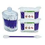 760pcs CGR Precision Cotton Swabs packed in Acrylic swab canister with Pointed and Flattened Tip, Cosmetic Makeup Applicator(160pcs in canister, 2x300pcs in bags) (760)