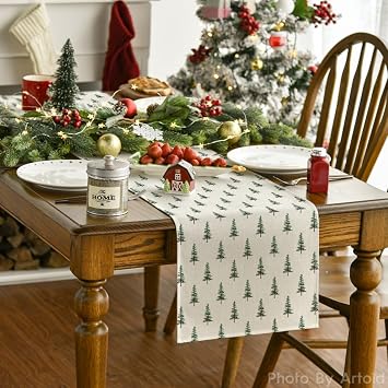 Artoid Mode Xmas Tree Christmas Table Runner Home Party Decor 13x72 Inch
