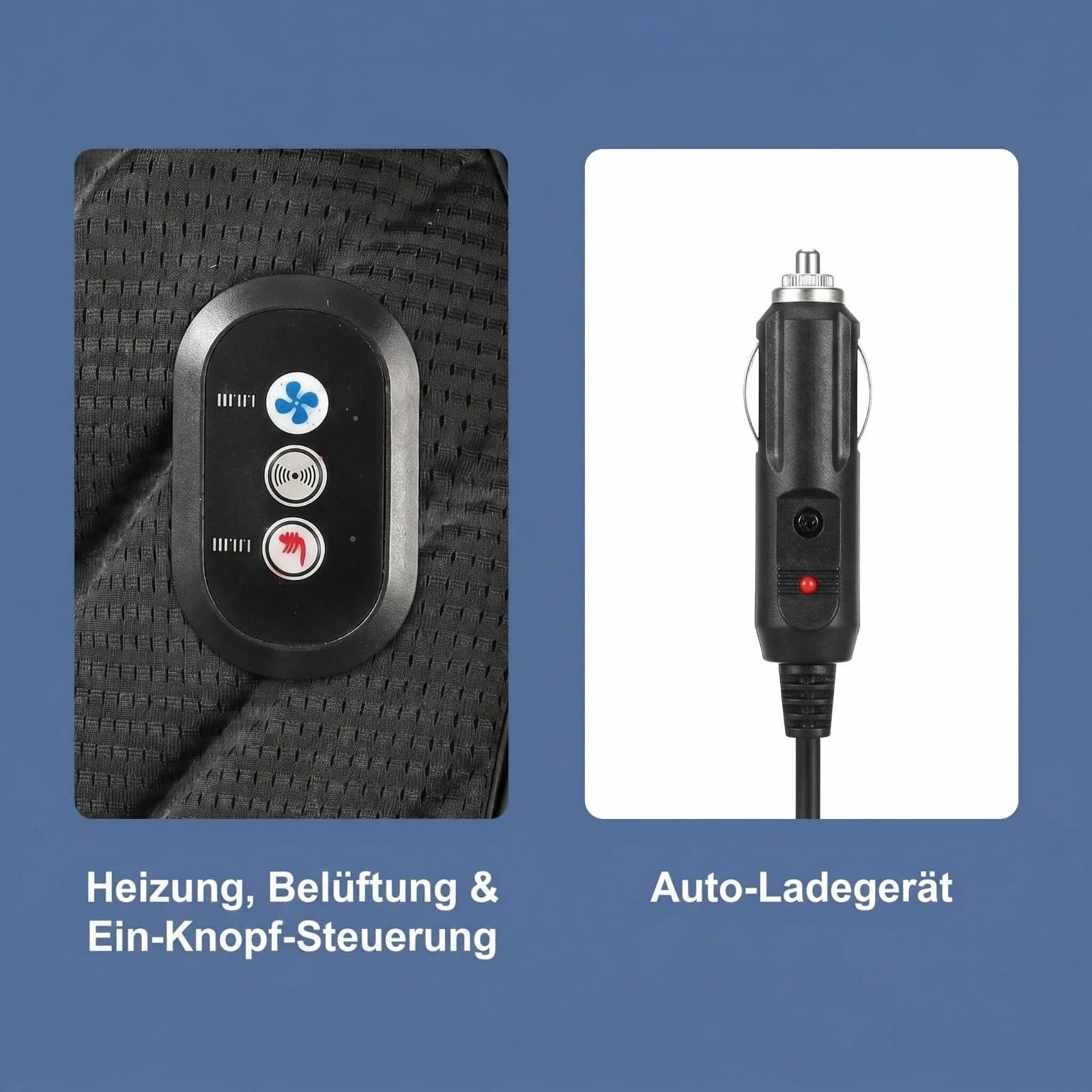 2 Stück 12V Autositzbezüge Sommer mit Turboventilator, Auto Sitzauflage Kühlend/Beheizbares， Universell passend für PKW, SUV, LKW ， 3D Mesh Gewebe-Atmungskomfort （schwarz）