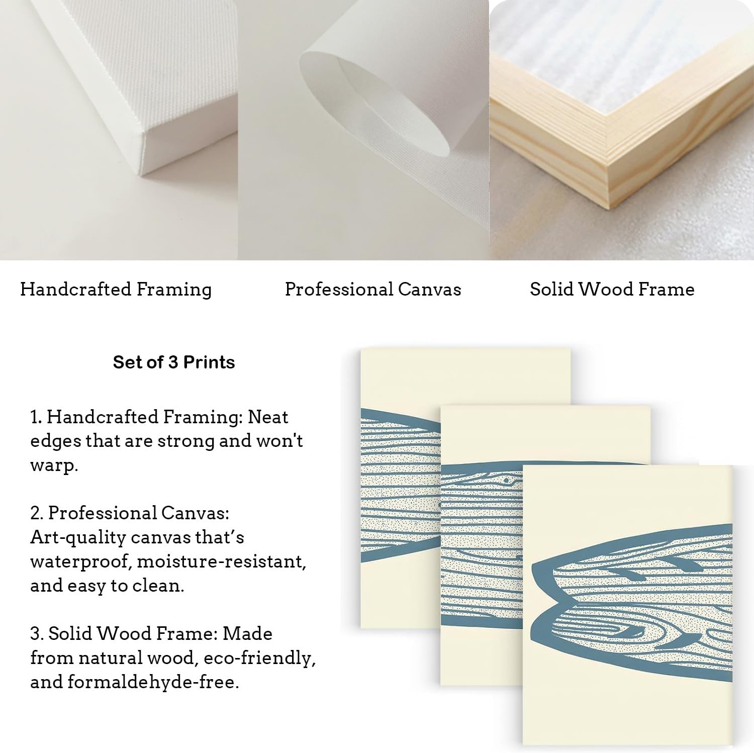 AntExpanse Surfboard Wall Decor 3 Pieces Surfboard Canvas Painting Prints Art Poster, Sea and Surf Pictures for Beach House, Living Room, Bedroom Decor with Wooden Inner Frame (25x40cmx3=10x16inchx3)