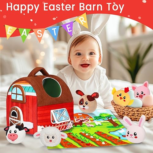 Miniatura 8 de Avesa Baby Toys 6-12 Months - Soft Barn Toy with Stuffed Farm Animals, Rattle - Montessori Toys for Babies 6 Months Old Sensory Infant Toy Baby