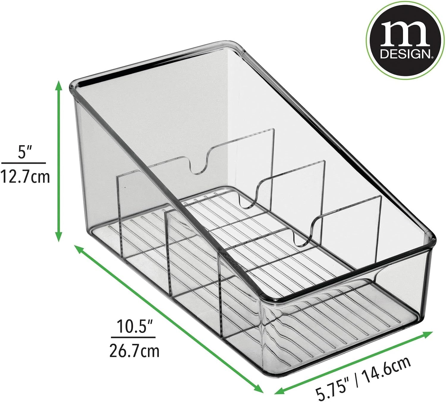 mDesign Plastic Food Packet Organizer Bin - Storage Station for Kitchen, Pantry - Holder for Spice Pouch, Dressing Mix, Sauce, Hot Chocolate, Tea, Sugar Packets, Ligne Collection - Smoke Gray
