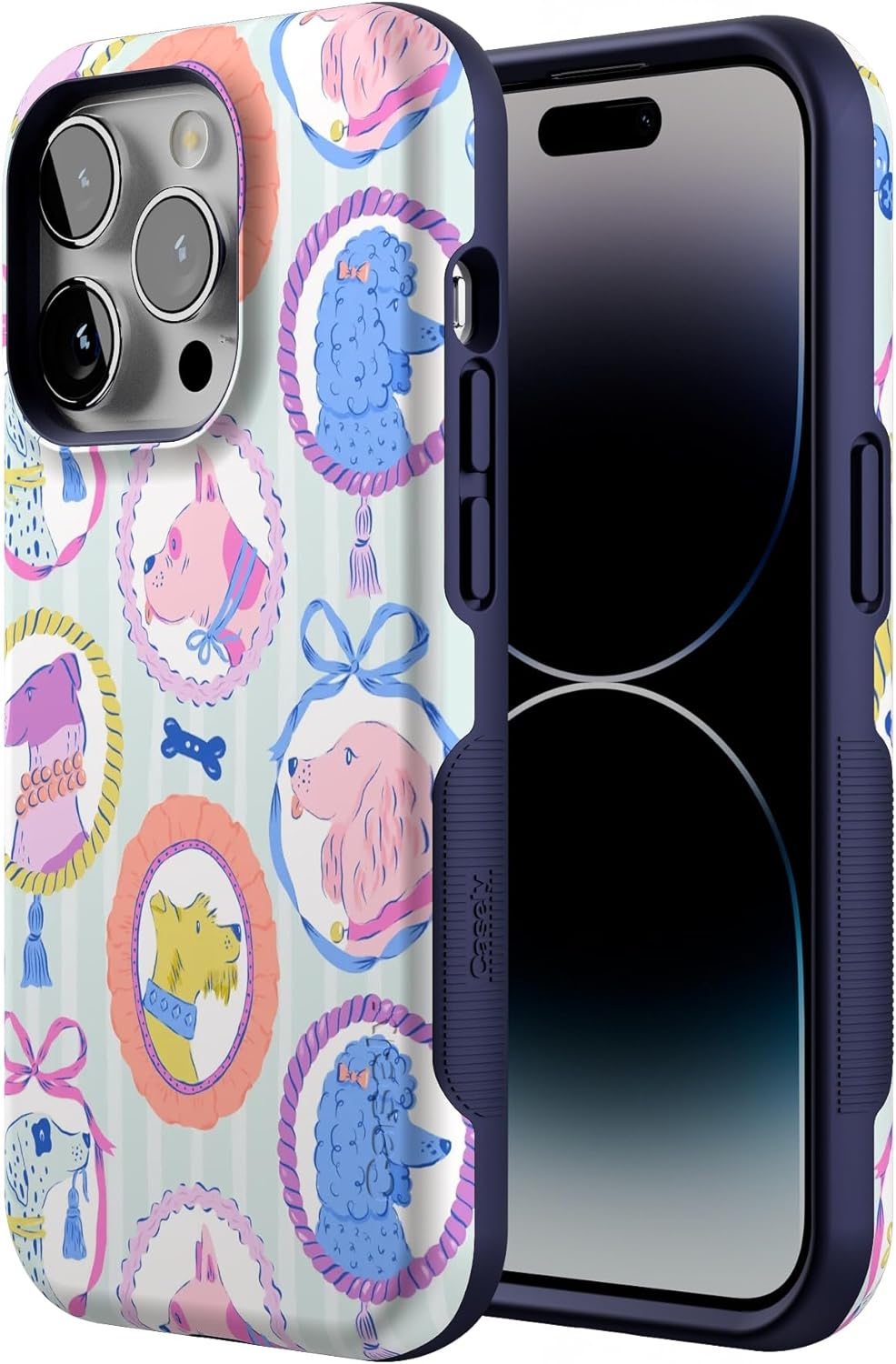 Casely iPhone 14 Pro Case | Chateau Pups | French Dog | Bold Protective Design | Compatible with MagSafe