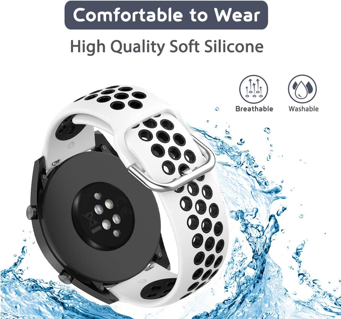 Laband Band Compatible with Samsung Galaxy Watch 3 45mm, 22mm Silicone Breathable Bands Replacement for Sumsung Galaxy Watch 46mm / Gear S3 Frontier, Classic Watch