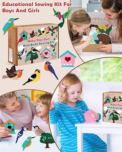 Miniatura 57 de CiyvoLyeen Kit de costura para niños – Juego de costura DIY Safari Jungle Animales Felpa Adornos de Fieltro para niñas y niños de 7 a 12 años, kit