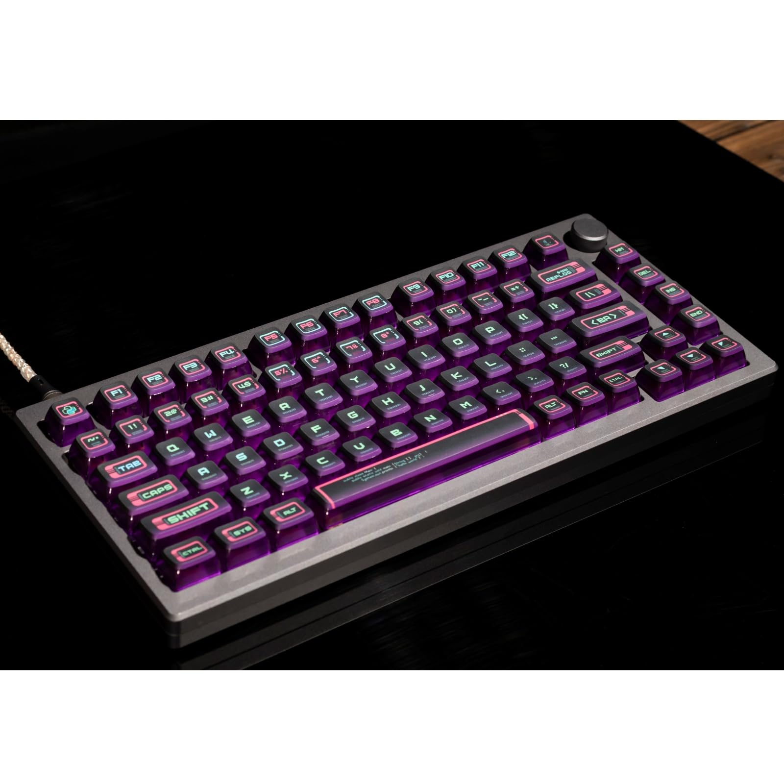 ULTRAEQUIPPudding Keycaps PBT Shine Through Keycaps ASA Profile 117 Keys Set Custom Keycap Set Universal Compatiability for Azoth/Scope II Keyboard (Binary Terminal - Cyberpunk)