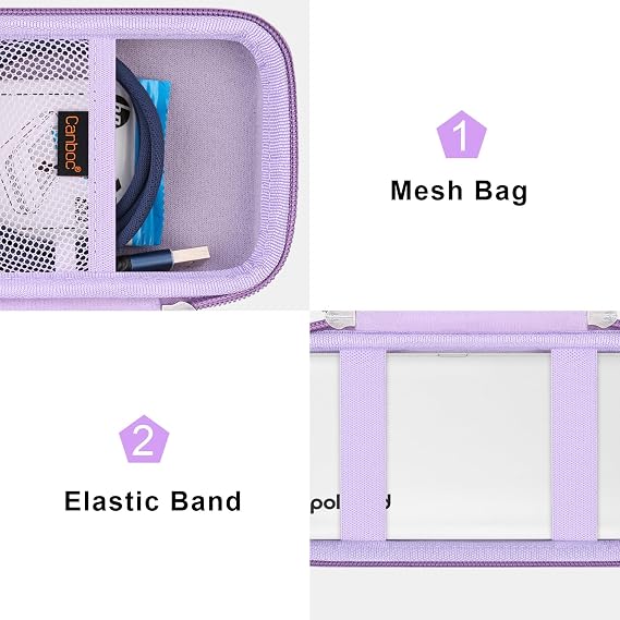 Canboc Carrying Case Compatible with Polaroid Hi-Print 2nd Generation Bluetooth Connected 2x3 Pocket Photo Dye-Sub Printer, Mesh Pocket fits Cable, Paper, Purple (Case Only)