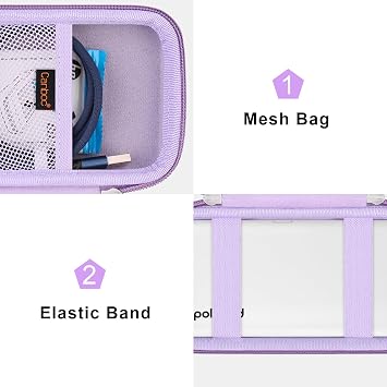 Canboc Carrying Case Compatible with Polaroid Hi-Print 2nd Generation Bluetooth Connected 2x3 Pocket Photo Dye-Sub Printer, Mesh Pocket fits Cable, Paper, Purple (Case Only)