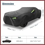 for Dodge Challenger Cover Car Cover for Dodge Challenger 08-23 Outdoor Full Car Cover All Weather Protection Rain Sun Protection with Zipper Black Replace Parts