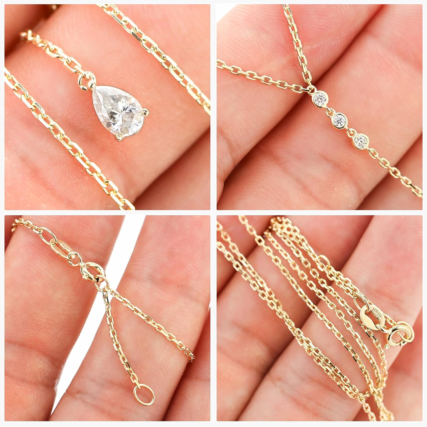 Moissanite Pendant Necklace for Women, D Color VVS1 Clarity, S925 Sterling Silver Lariat Y Necklace, Valentine's Day Jewelry Gift for Her - Image 4