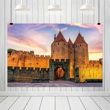 10x8ft Medieval France Castle Backdrop Gothic Medieval Sunset Scenery Historic Architecture Background Travel Portrait Photoshoot Props