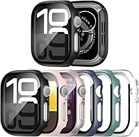 Vista 28 de 6 Pack Case with Tempered Glass Screen Protector for Apple Watch Series 9/8/7 45mm, Ultra-Thin Scratch Resistant Full Protective Hard PC Bumper